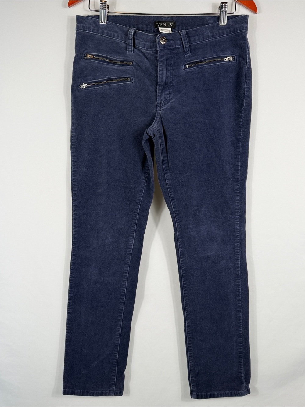 VENUS Blue Purple Skinny Corduroy Pants Lower Rise fit at 8.5 in. Womens size 10
